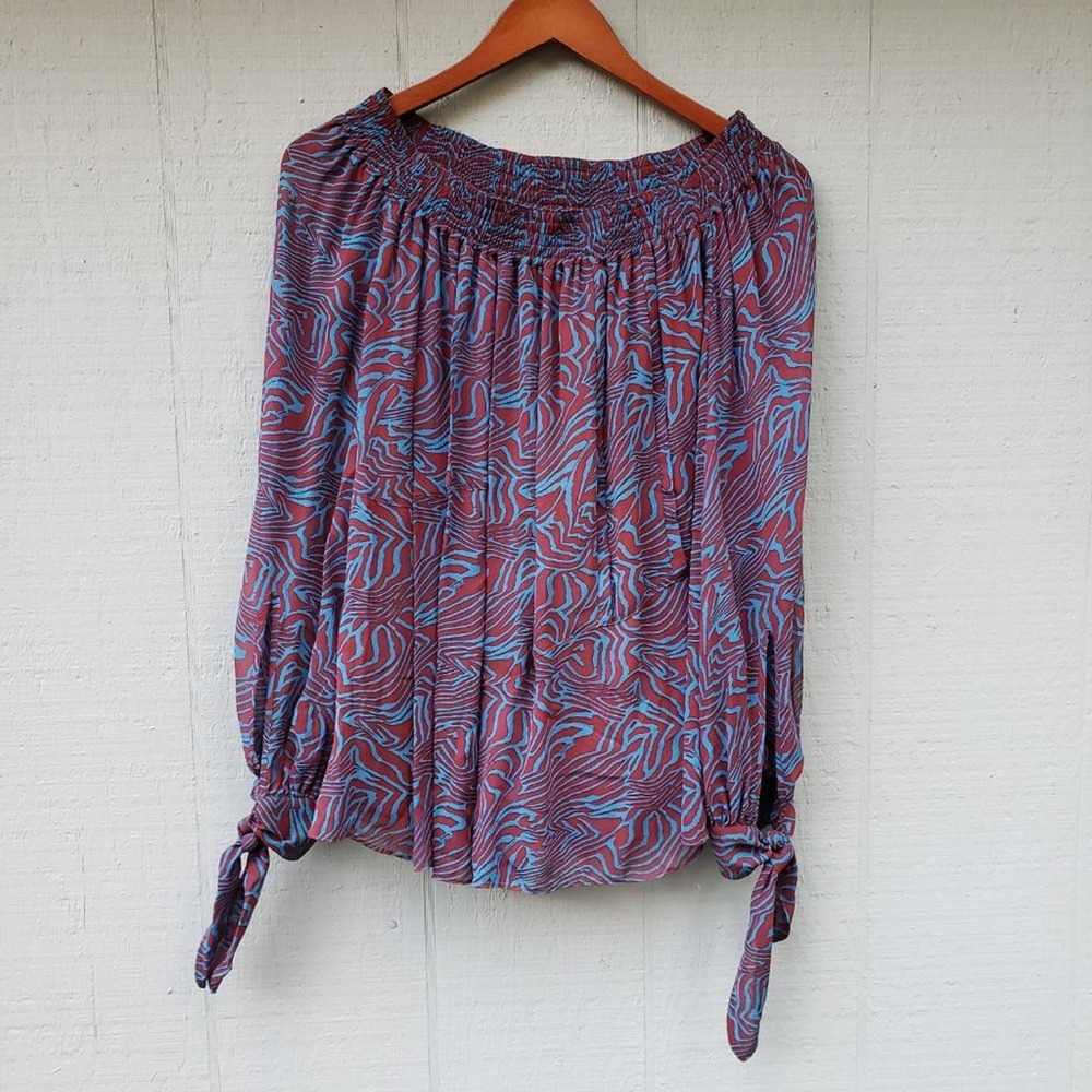 Derek Lam Animal Print Silk Off the Shoulder Top 2
